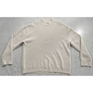Zara Sweater Mens XL Cream Waffle Knit Wool Blend Mock Neck Cozy Pullover Casual